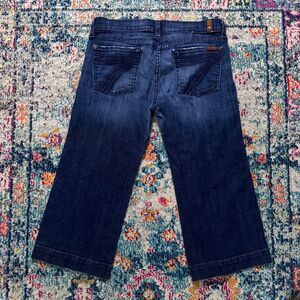 7 For All Mankind Jeans Women 29 Crop Dojo Wide Leg Whiskered Dark Wash USA Made